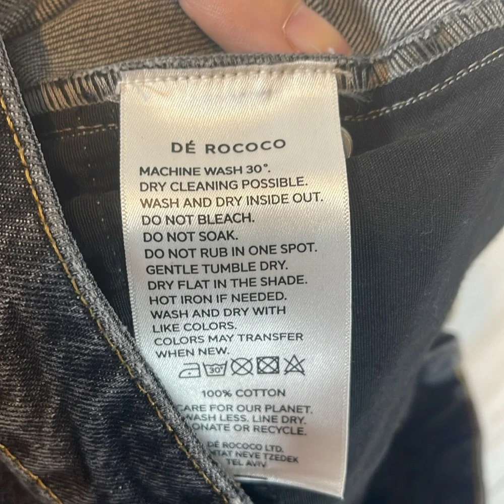 DE ROCOCO MID RISE WIDE LEG DENIM BERMUDA SHORTS GRAY 26